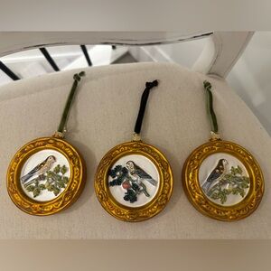 NWT Anthropologie Home Set of Three Gold Bird Christmas Ornaments